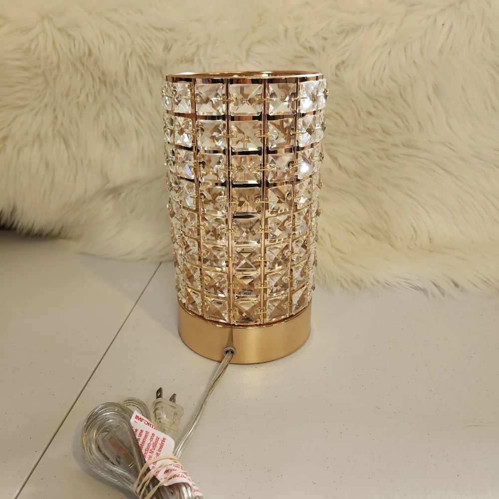 Gold Crystal Diamond Type Desk Lamp Shade Vanity Bedroom Light Home Decor Luxury - Picture 3 of 11